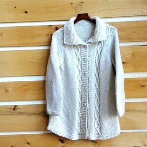 Vintage Heavy Cable Knitted Button Down Long Sleeve Sweater Sz. XL Cardigan